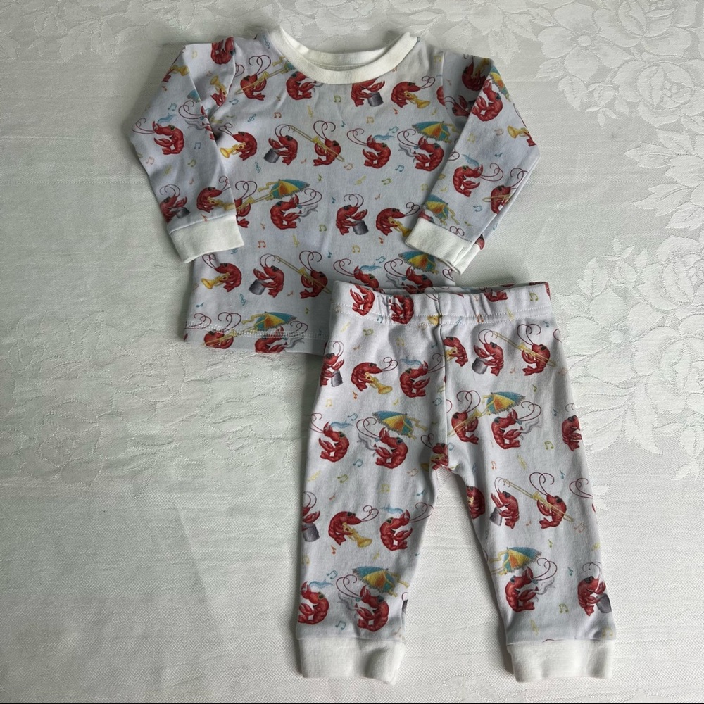 Nola Tawk Crawfish Music and Fun Organic Cotton Long Sleeve Pajamas Set Size 3M